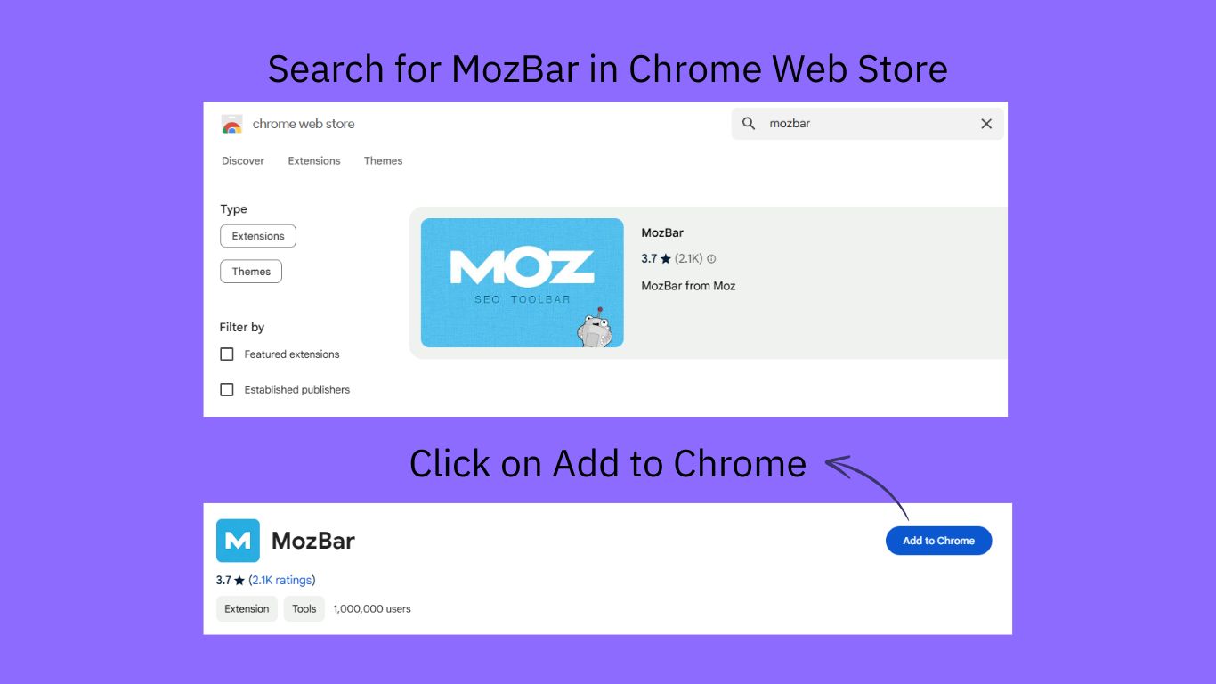 Adding MOZ Bar Chrome Extension to Chrome Web Browser